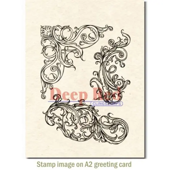 Deep Red Stamps Fleur Scroll Rubber Cling Stamp Set 3.2 x 4.2 inches {3}