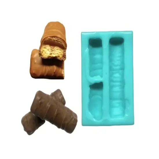 3pc Twixx Bar type chocolate 1 Whole & 2 Halves Silicone Mold| Dessert Shape Silicone Mold| Soap| Candle | Mold for Wax| Mold for Resin {1}
