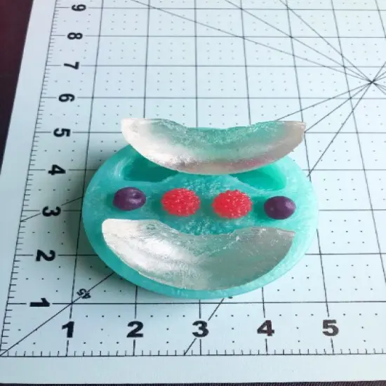 Realistic 2 peach slices +mini blueberry silicone mold + raspberry mold. Food shape Mold for candle Wax, Soap and Resin {4}