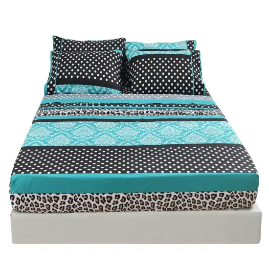 American Home Collection Patchwork Bedding Sheets & Pillowcases Set Brushed Microfiber Wrinkle Free Sheet Set Green {2}