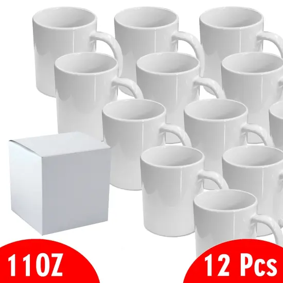12 Pcs 11OZ White Sublimation Mugs With Individual White Boxes {2}