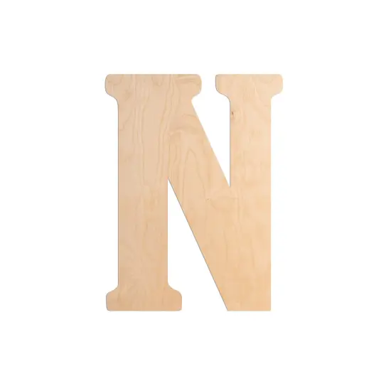 23 In. Letter N, Unfinished Vintage Wood Letter (N) {1}