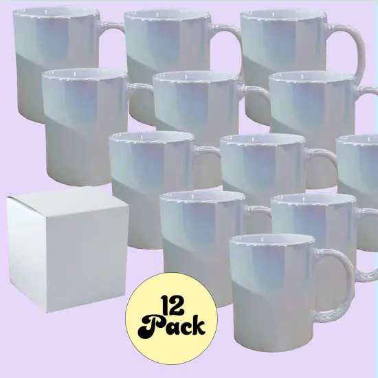 12 Pack 11 oz Pearl Iridescent Professional Grade Sublimation Mug- Sublimation Series - With Individual White Gift Box {2}