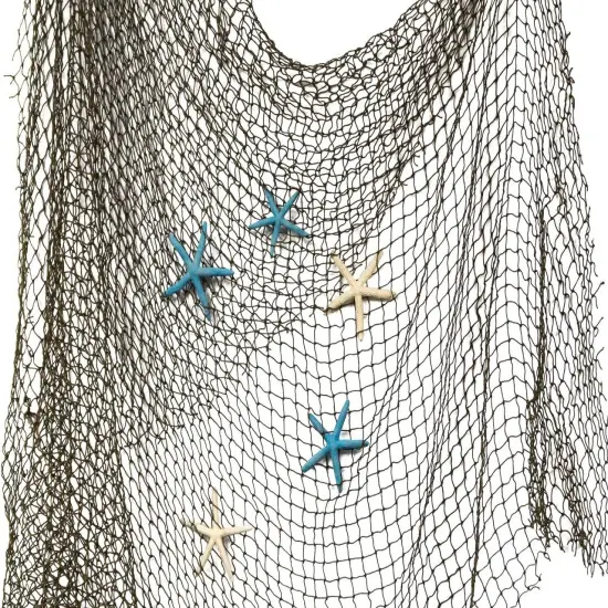 Fishing Net Decor &ndash; Real Repurposed 5x7ft Fishing Net for Wall with 5 Finger Starfish 3"-4", Beach Party & Nautical Decorations &ndash; Authentic Fish Netting for Pirate & Mermaid Themes &ndash; Indoor Outdoor Coastal Home D&eacute;cor {1}