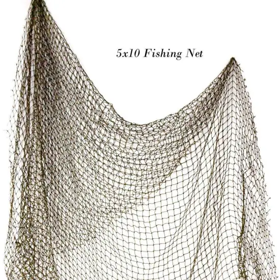 Fishing Net Decor &ndash; Real Repurposed 5x10ft Fishing Net for Wall, Beach Party & Nautical Decorations &ndash; Authentic Fish Netting for Pirate & Mermaid Themes &ndash; Indoor Outdoor Coastal Home D&eacute;cor {1}