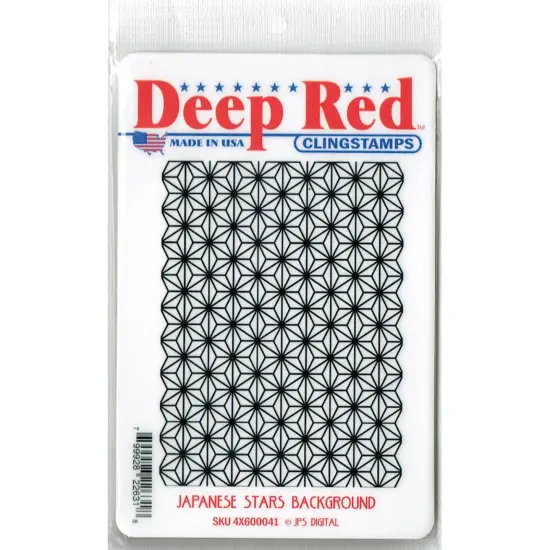 Deep Red Stamps Japanese Stars Background Rubber Cling Stamp 3 x 4 inches {2}
