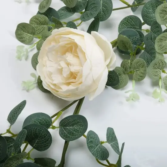 Artificial Eucalyptus Garland 6 feet Champagne Roses Floral {4}