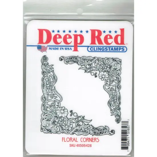 Deep Red Stamps Floral Corners Rubber Cling Stamp 3 x 3 inches {2}