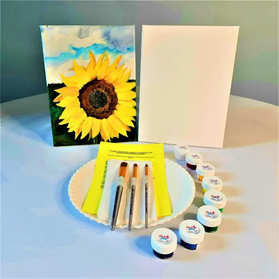 Paint Kit - The Happy Sunflower Acrylic Painting Kit & Video Lesson, DIY Canvas Art, Paint & Sip At Home, Paint Party, Beginner Painting {2}