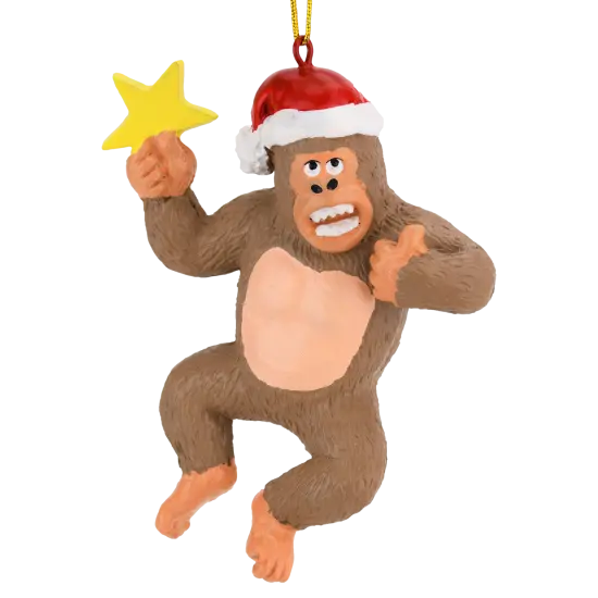 King Kong Climbing The Tree Large Christmas Ornament {1}