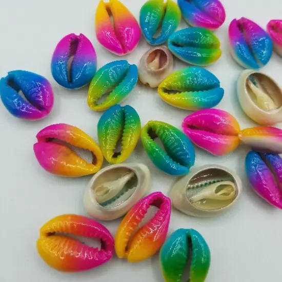 20 Tie-Dye Cowrie Beads, Painted Sea Shells for Hair and Jewelry by Ink and Trinket Kids {2}