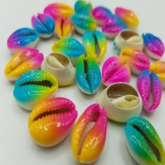20 Tie-Dye Cowrie Beads, Painted Sea Shells for Hair and Jewelry by Ink and Trinket Kids {1}