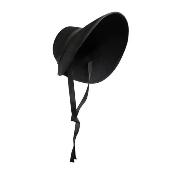 Black Bonnet Victorian Bonnet Hat Felt Bonnet Medieval Hat Woman {1}
