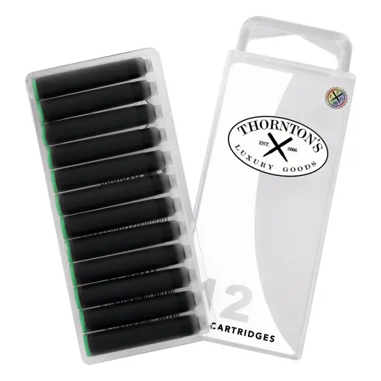 Thornton's Luxury Goods Short Standard International Fountain Pen Ink Cartridges, 12-Count Green {1}