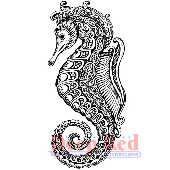 Deep Red Stamps Ornate Seahorse Rubber Cling Stamp 2 x 4.1 inches {1}