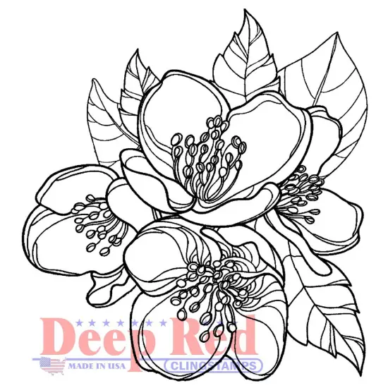 Deep Red Stamps Magnolia Blossom Rubber Cling Stamp 3 x 3.2 inches {1}