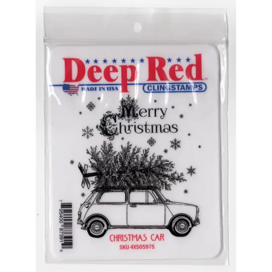Deep Red Stamps Christmas Car Rubber Cling Stamp 3 x 3.2 inches {2}