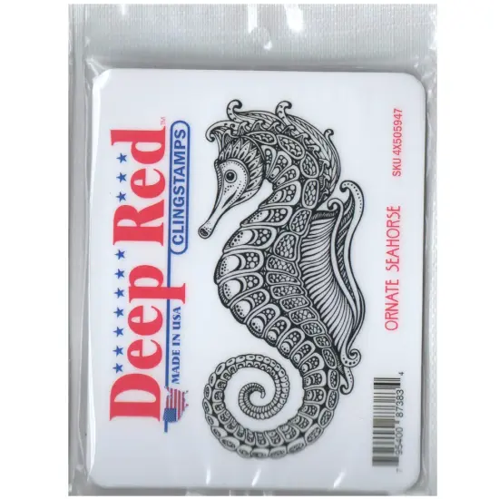 Deep Red Stamps Ornate Seahorse Rubber Cling Stamp 2 x 4.1 inches {2}