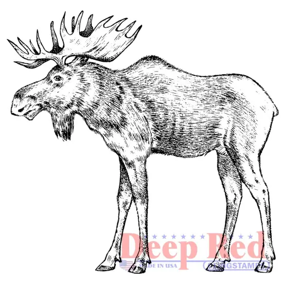 Deep Red Stamps Moose Rubber Cling Stamp 3.2 x 3 inches {1}