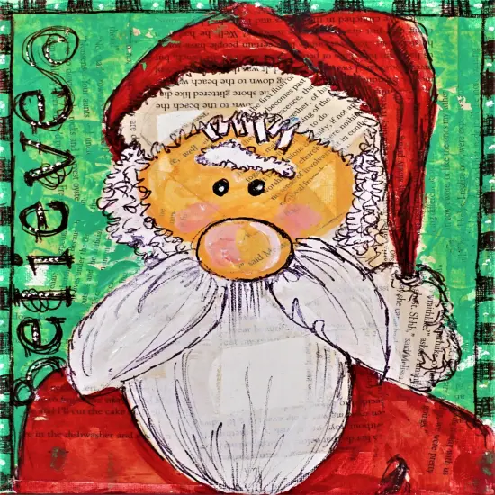 Christmas Paint Kit - Santa Is Coming Mixed Media Painting Kit & Video Lesson, Art Gift Set, DIY Christmas Craft, Beginner Painting, Paint At Home, Paint Party {1}