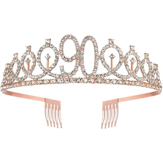90th Birthday Sash and Crown Happy Rose Gold {3}