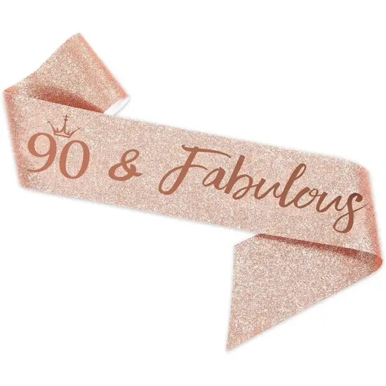 90th Birthday Sash and Crown Happy Rose Gold {4}