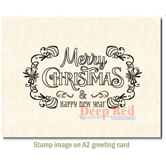 Deep Red Stamps Festive Merry Christmas Rubber Cling Stamp 4 x 2.2 inches {3}