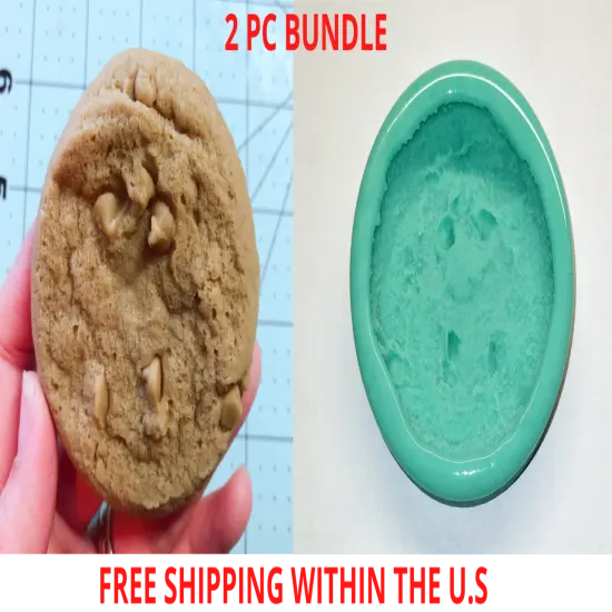 2pc Realistic Chocolate Chip Cookie| Dessert Shape Silicone Mold| Soap| Candle | Mold for Wax| Mold for Resin {1}