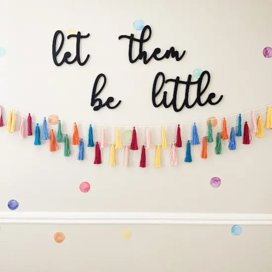 Unfinished Wooden Cursive "Let them be little" sign {4}