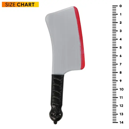 Bloody Cleaver Costume Knife - Fake Weapon Meat Cleaver Prop with Blood and Jolly Roger Handle {5}