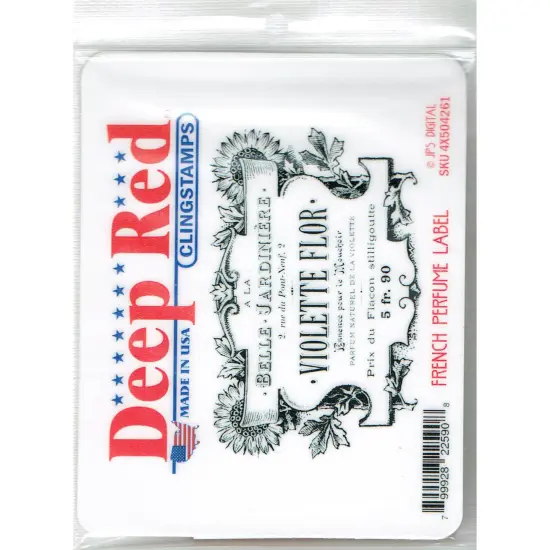 Deep Red Stamps French Perfume Label Rubber Cling Stamp 3.5 x 2.25 inches {2}