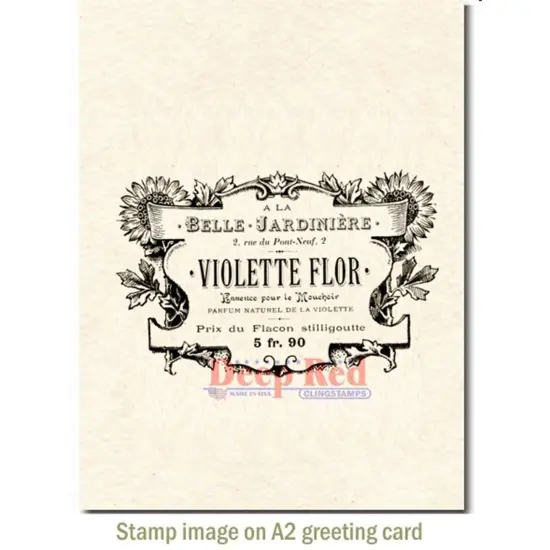 Deep Red Stamps French Perfume Label Rubber Cling Stamp 3.5 x 2.25 inches {3}