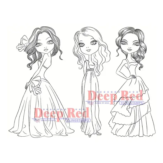 Deep Red Stamps City Girls Formal Affair Rubber Cling Stamp 4 x 6 inches {1}