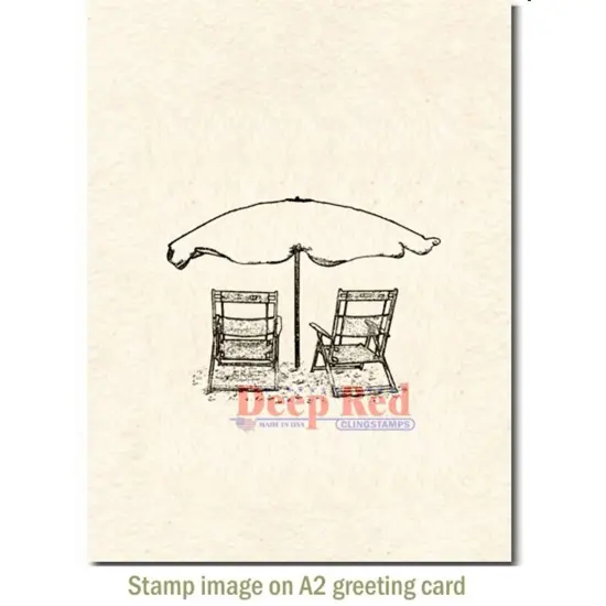 Deep Red Stamps Beach Chairs Rubber Cling Stamp 2.7 x 2 inches {3}