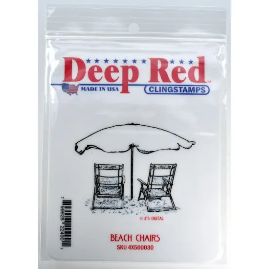 Deep Red Stamps Beach Chairs Rubber Cling Stamp 2.7 x 2 inches {2}