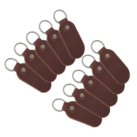 Full Grain Leather Keychains 10 Pack-Laser Engraving, Hot Foil Stamping -Promotion Ideas {1}