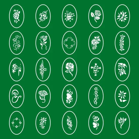 Temporary Tattoo Stencils Booklet Set 10 with 100 Different Self-Adhesive Reusable Stencil Designs {3}