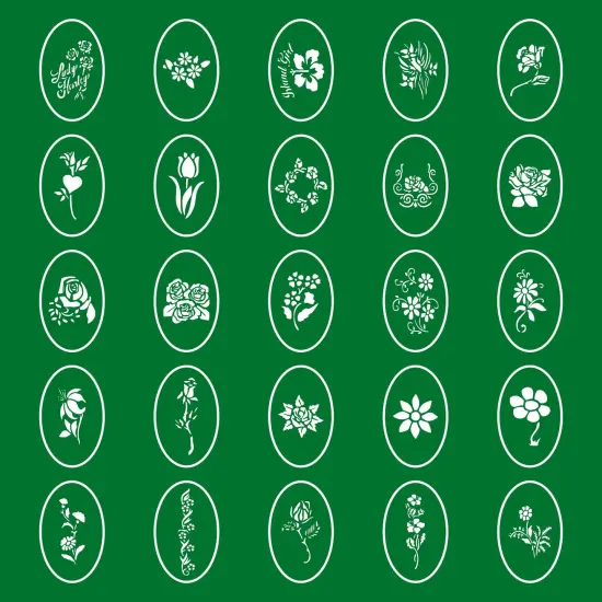 Temporary Tattoo Stencils Booklet Set 10 with 100 Different Self-Adhesive Reusable Stencil Designs {6}