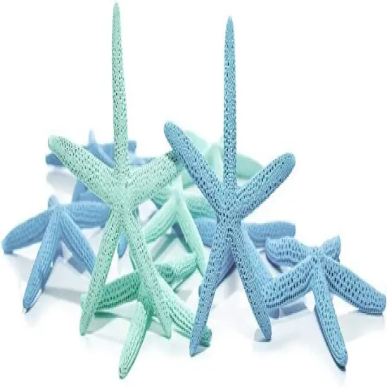 Starfish 10 Pack Green & Blue Assorted Finger Star Fish 4"-6" for Craft and Decor {1}