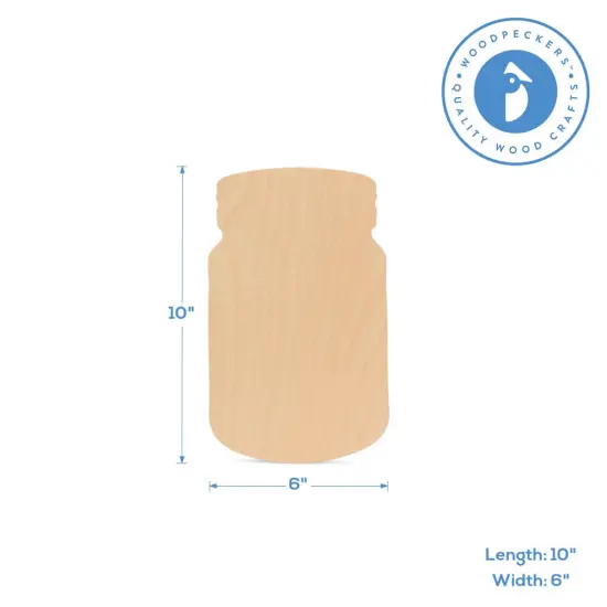Wooden Mason Jar Cutout, Multiple Sizes Available, Unfinished Craft & DIY Rustic Decor | Woodpeckers {6}