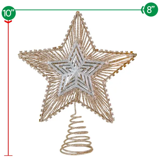 Ornativity Christmas Glitter Star Tree Topper - Rose Gold and Silver Bethlehem Star Ornament {5}