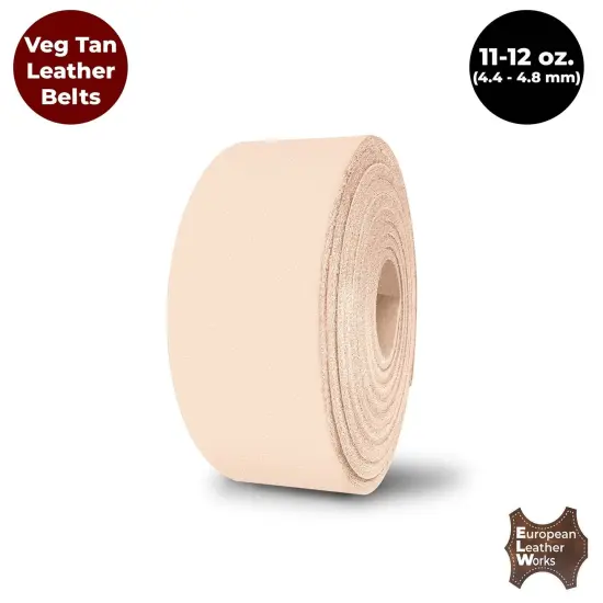 Thick Leather Strip Vegetable Tan Import Cowhide 11-12 oz / 4mm-4.8mm Perfect for Leather Crafting Tool Belts, Straps, Harnesses | Full Grain Leather {3}