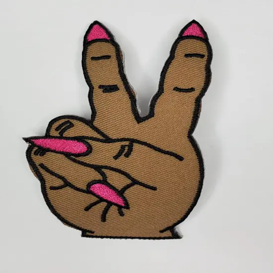 Hand Sign "Peace Out" Iron-on Embroidered Patch, Exclusive Appliques, Size 3" inches {2}