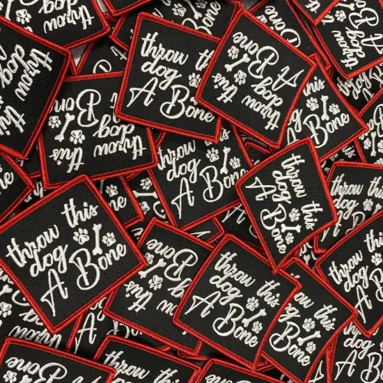 Patched Up Pup: "Throw This Dog a Bone" Iron-on Embroidered Patch, Patches for Dog Lovers, Size 2.5" inches {2}