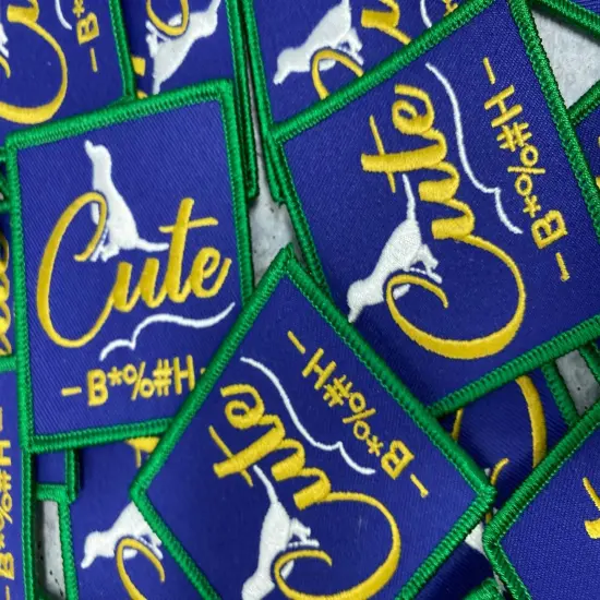 Patched Up Pup: "Cute B*%" Iron-on Embroidered Patch for Dogs, Patch for Dog Lovers, Sz. 2.5" inches {5}