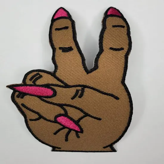 Hand Sign "Peace Out" Iron-on Embroidered Patch, Exclusive Appliques, Size 3" inches {3}