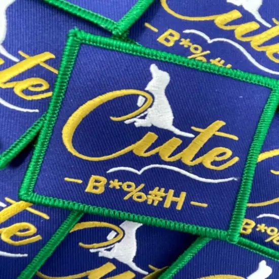 Patched Up Pup: "Cute B*%" Iron-on Embroidered Patch for Dogs, Patch for Dog Lovers, Sz. 2.5" inches {1}