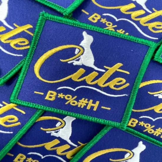 Patched Up Pup: "Cute B*%" Iron-on Embroidered Patch for Dogs, Patch for Dog Lovers, Sz. 2.5" inches {4}