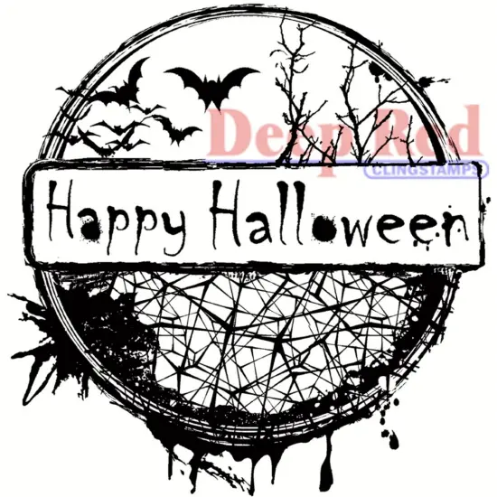 Deep Red Stamps Happy Halloween Rubber Cling Stamp 3 x 3.2 inches {1}