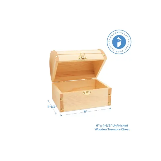 Wood Treasure Chest Box, 6 x 4-1/2 inch, Unfinished for Crafts | Woodpeckers {3}